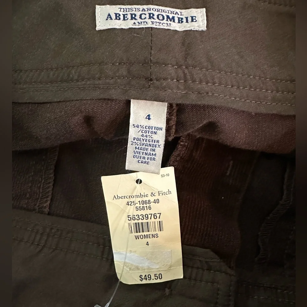 Abercrombie & Fitch Cargo Capris Wide Leg Straight Leg Corduroy Pants deadstock - Picture 5 of 8